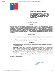 Modifica resolución N° 2.656 de 2014 que autoriza el ingreso y uso experimental de una muestra del plaguicida Glyphosate 500 WSG / Kalash 500 SG