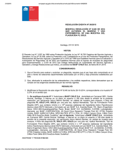 Modifica resolución N° 8.045 de 2014 que autoriza el ingreso y uso experimental de una muestra del plaguicida PL Gold