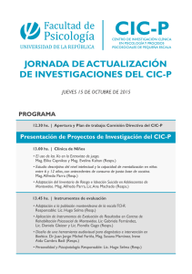 JORNADA DE ACTUALIZACIÓN DE INVESTIGACIONES DEL CIC-P PROGRAMA