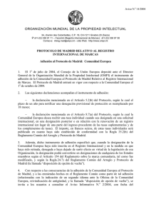 ORGANIZACIÓN MUNDIAL DE LA PROPIEDAD INTELECTUAL Aviso N. 14/2004 ‡