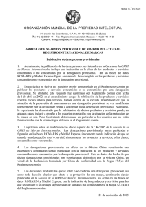 ORGANIZACIÓN MUNDIAL DE LA PROPIEDAD INTELECTUAL Aviso N. 16/2005 ‡