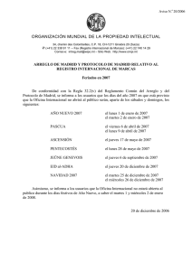 ORGANIZACIÓN MUNDIAL DE LA PROPIEDAD INTELECTUAL Aviso N. 20/2006 ‡