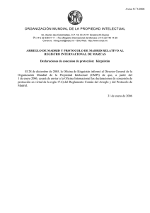 ORGANIZACIÓN MUNDIAL DE LA PROPIEDAD INTELECTUAL Aviso N. 3/2006 ‡