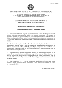 ORGANIZACIÓN MUNDIAL DE LA PROPIEDAD INTELECTUAL  Aviso N. 20/2007