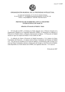 ORGANIZACIÓN MUNDIAL DE LA PROPIEDAD INTELECTUAL  Aviso N. 13/2007