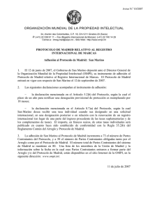 ORGANIZACIÓN MUNDIAL DE LA PROPIEDAD INTELECTUAL  Aviso N. 10/2007