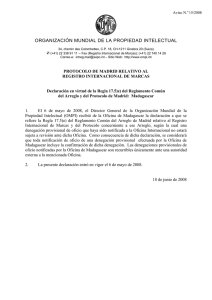 ORGANIZACIÓN MUNDIAL DE LA PROPIEDAD INTELECTUAL  Aviso N. 15/2008