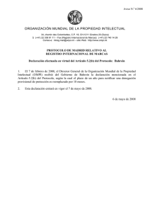 ORGANIZACIÓN MUNDIAL DE LA PROPIEDAD INTELECTUAL  Aviso N. 6/2008