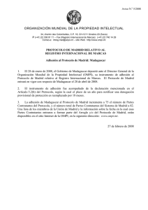 ORGANIZACIÓN MUNDIAL DE LA PROPIEDAD INTELECTUAL  Aviso N. 5/2008