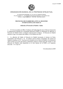 ORGANIZACIÓN MUNDIAL DE LA PROPIEDAD INTELECTUAL  Aviso N. 19/2009
