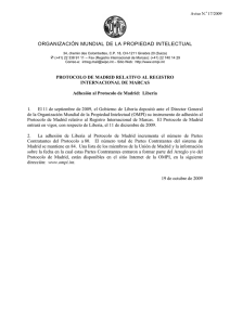 ORGANIZACIÓN MUNDIAL DE LA PROPIEDAD INTELECTUAL Aviso N. 17/2009 ‡