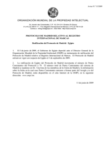 ORGANIZACIÓN MUNDIAL DE LA PROPIEDAD INTELECTUAL  Aviso N. 13/2009