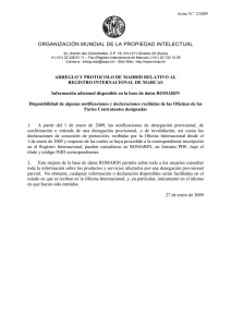 ORGANIZACIÓN MUNDIAL DE LA PROPIEDAD INTELECTUAL  Aviso N.º 2/2009