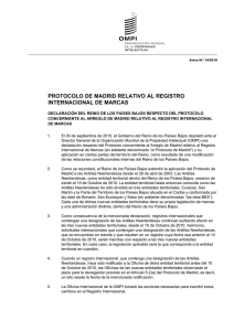 PROTOCOLO DE MADRID RELATIVO AL REGISTRO INTERNACIONAL DE MARCAS