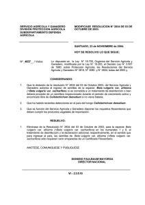 Modificase Resolución N° 2.834 de 03 de octubre de 2003