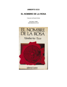 EL NOMBRE DE LA ROSA UMBERTO ECO  Traducción de Ricardo Pochtar