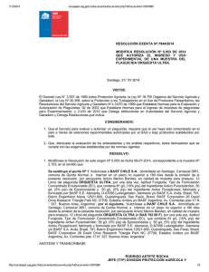 Modifica resolución N° 5,053 de 2014 que autoriza el ingreso y uso experimental de una muestra del plaguicida Orquesta Ultra