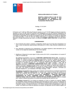 Modifica resolución N° 580 de 2014 que autoriza el ingreso y uso experimental de una muestra del plaguicida Frupica Dust