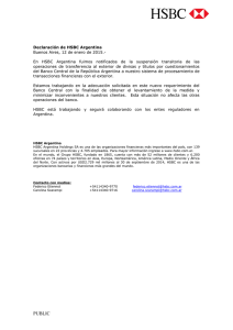 Gacetilla de Prensa: Declaración de HSBC Argentina - Enero 2015