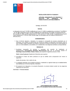 RESOLUCIÓN EXENTA Nº:2028/2015 APRUEBA  MONOGRAFÍA  DE  PROCESO  Y EXCLUYE  DEL 