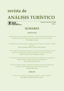 revista de ANÁLISIS TURÍSTICO SUMARIO ARTÍCULOS