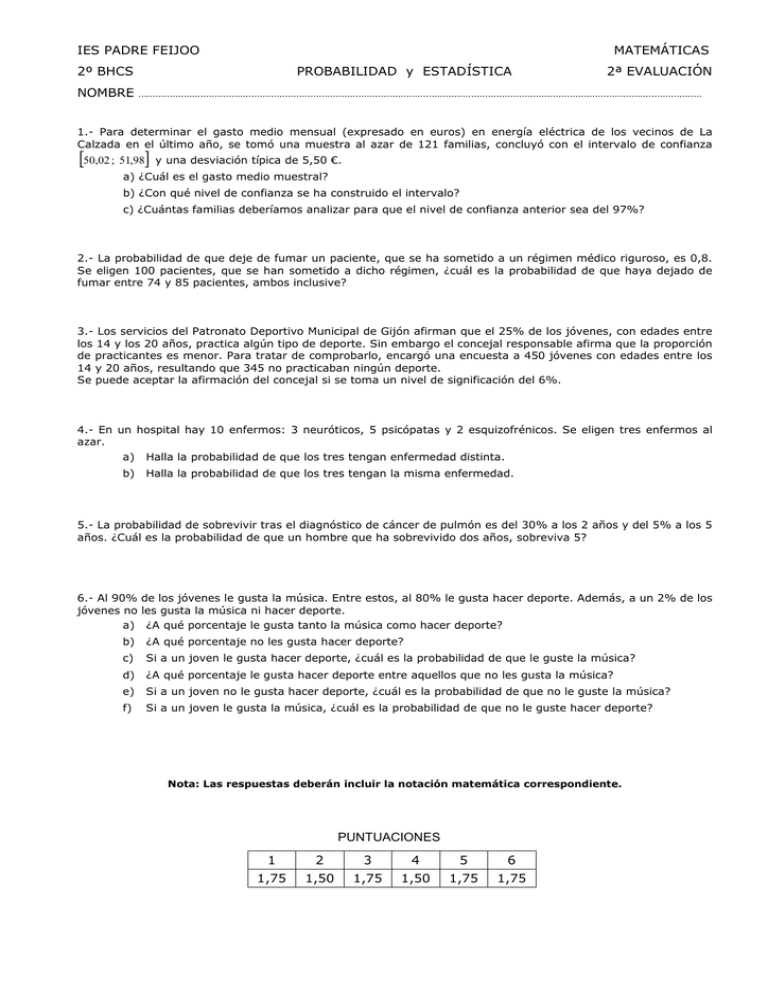 Probabilidad Y Estad Stica (2 Evaluaci N 22-02-16)