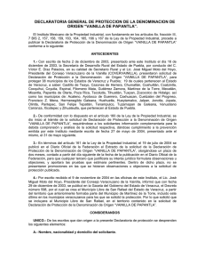 DECLARATORIA GENERAL DE PROTECCION DE LA DENOMINACION DE