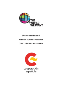 Conclusiones y resumen - Segunda consulta nacional - Posición española Agenda post2015
