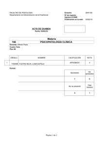 Materia 146 PSICOPATOLOGÍA CLÍNICA ACTA DE EXAMEN