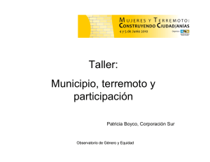 Patricia Boyco, Taller Municipio, terremoto y participación: