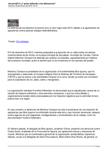 La defensa de los derechos humanos tuvo un año negro... agresiones contra quienes trabajan defendiéndolos.