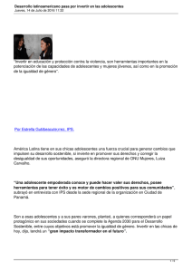 &ldquo;Invertir en educaci&oacute;n y protecci&oacute;n contra la violencia, son herramientas... potenciaci&oacute;n de las capacidades de adolescentes y mujeres j&oacute;venes, as&iacute;...