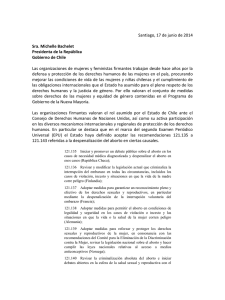 carta a la Presidenta Michelle Bachelet