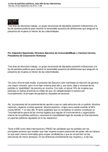 Tras días de silencioso trabajo, un grupo transversal de diputados... ley de partidos políticos para resolver la lamentable ausencia de...