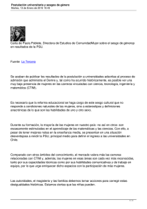 Carta de Paula Poblete, Directora de Estudios de ComunidadMujer sobre... en resultados de la PSU.