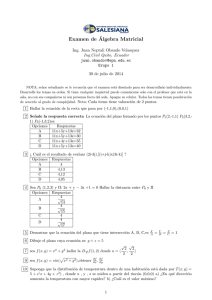 Examen de álgebra Matricial