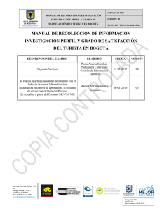 IT-M03 Manual de Recolección de Información Investigación de Perfil y Grado de Satisfacción del Turista en bogotá V.03 (06-01-2016)