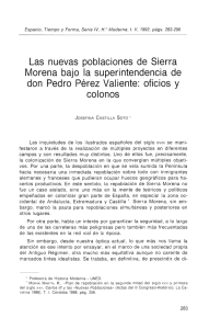 Las nuevas poblaciones de Sierra Morena bajo la superintendencia de