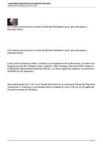Con tristeza comunicamos la muerte de Gabriela Pischedda Larraín, gran... feminista chilena.