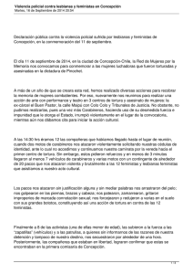 Declaración pública contra la violencia policial sufrida por lesbianas y... Concepción, en la conmemoración del 11 de septiembre.