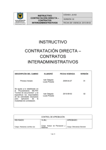 JU-I02 Instructivo Contratación Directa Contratos Interadministrativos V.02 (2010-09-03)