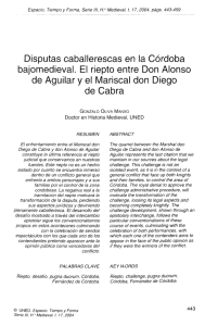 Disputas caballerescas en la Córdoba bajomedieval. El riepto entre Don Alonso