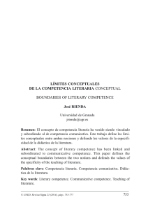 LÍMITES CONCEPTUALES DE LA COMPETENCIA LITERARIA José RIENDA