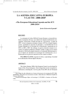LA AGENDA EDUCATIVA EUROPEA Y LAS TIC: 2000-2010 2000-2010»
