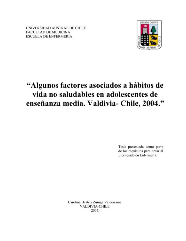 Algunos Factores Asociados A H Bitos De Vida No Saludables En Adolescentes De Ense Anza Media