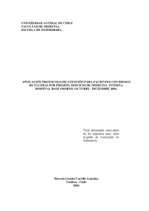 Aplicaci n protocolo de atenci n para pacientes con riesgo de lceras por presi n, servicio de Medicina Interna, Hospital Base Osorno: octubre - diciembre 2004