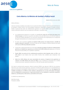 Carta abierta de Aeseg a la Ministra de Sanidad