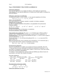 Tema 3. POLINOMIOS Y FRACCIONES ALGEBRAICAS  Expresiones algebraicas