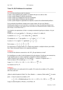 Tema 10. (II) Problemas de ecuaciones  x (