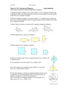 Tema 12. (IV) Teorema de Pitágoras  Autoevaluación